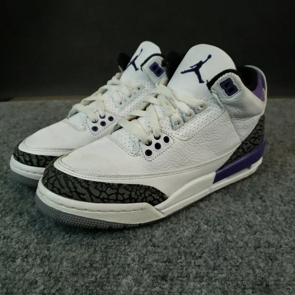 Nike Air Jordan 3 Retro Shoes Youth Boys Size 7 Purple White Sneakers DM0967-105